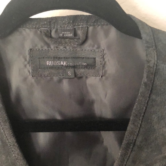 Rudsak 100% leather fringe vest in dark grey - Picture 2 of 5